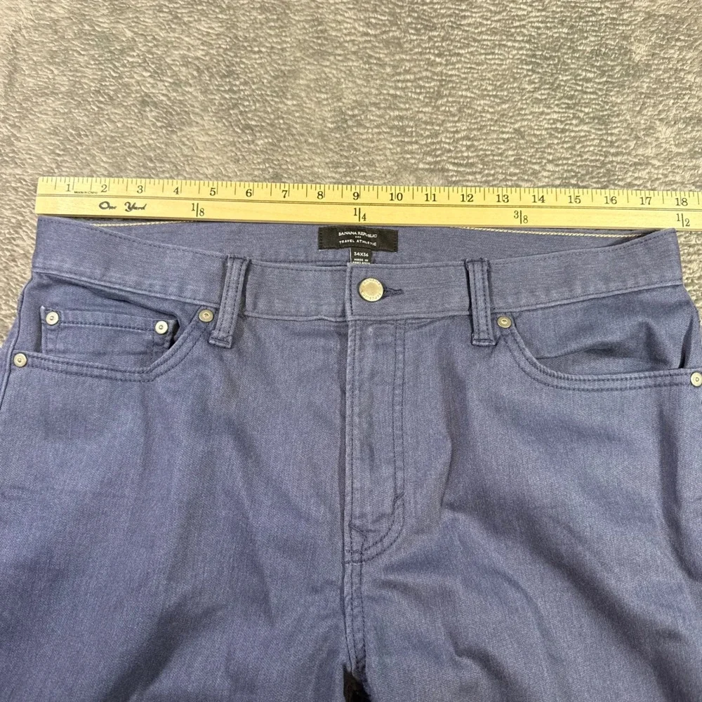 Banana Republic Mens Travel Athletic Fit Pants Blue 34x36 Stretch Washwell Taper